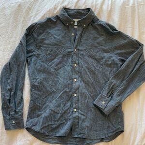 Billy Reid Dark Blue/Charcoal Pinstripe Button-Down Shirt